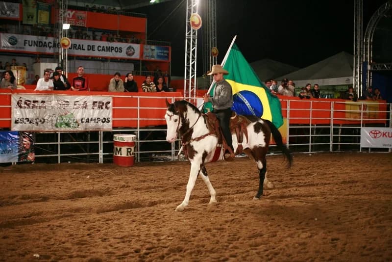 Cavaleiro com a bandeira do Brasil na pista, 2013